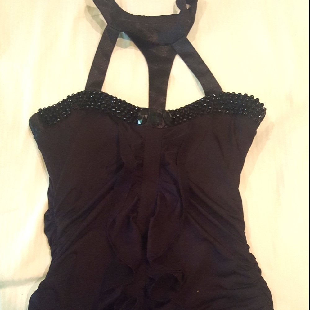 Cage Neckline Bustier Type Top Rhinestone Detail